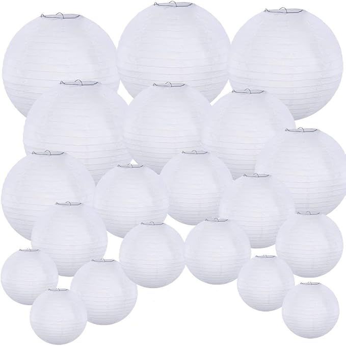 Supla 20 Pack Chinese White Paper Lantern Hanging Paper Lanterns White Round Paper Lanterns 4”... | Amazon (US)