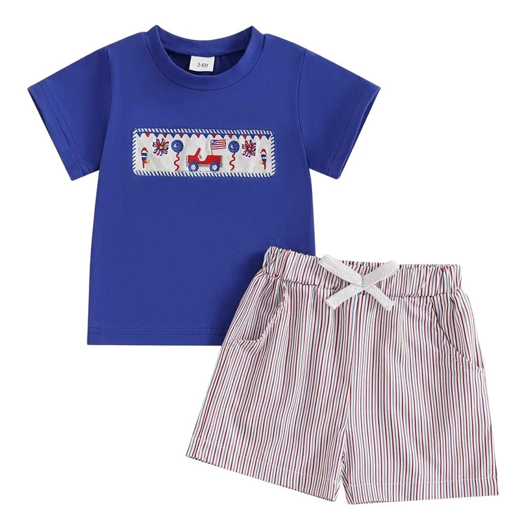 Zanarzt Infant Boy Clothes Toddler Baby Boy Summer Clothes 2 Piece Outfit 250 4th of July Truck S... | Walmart (US)