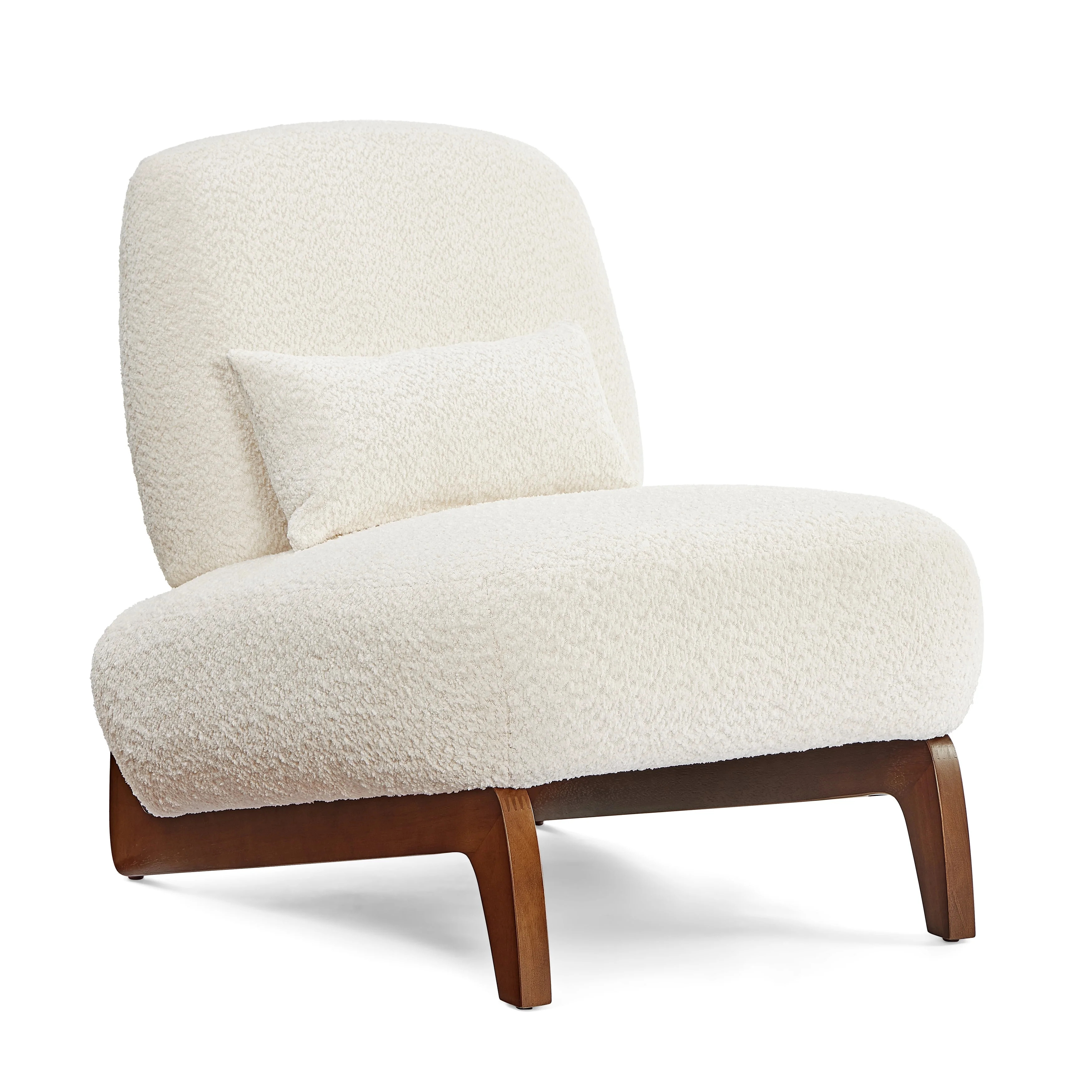Morden Fort 28" Lamb Fleece Accent Chair, Modern Upholstered Armless Chair with Lumbar Pillow, Co... | Walmart (US)