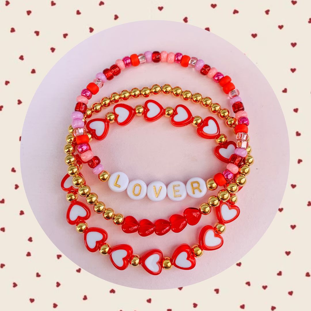 Taylor Swift Inspired Valentine Lover Beaded Bracelets Galentine Bracelets Friendship Bracelets -... | Etsy (US)