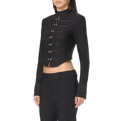 AFRM Gracyn Crop Fitted Band Jacket in Noir at Nordstrom, Size X-Large | Nordstrom