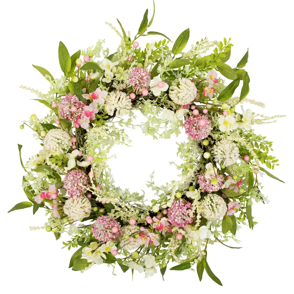 Northlight Allium and Lavender Spring Wreath - 28" - Pink | Target