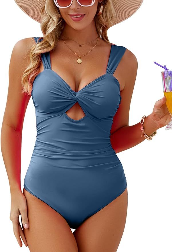 VIMPUNEC Women One Piece Tummy Control Swimsuit High Waisted Bathing Suit Cut Out Swimwear | Amazon (US)