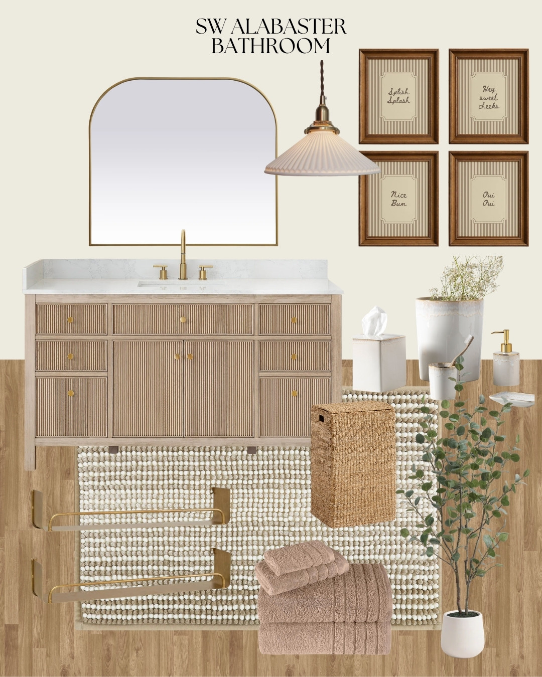 Modern Organic Bathroom, Bathroom with White Oak Vanity, Sherwin Williams Alabaster Bathroom, Bathroom Wall Art Set of 4, Bath Rug, Neutral Bathroom Design, Cozy Modern Bathroom, Bath Towels, Bathroom Mirror

#bathroom #bathroomdesign #bathroomdecor #whiteoakvanity #cozybathroom #neutralbathroom  

 #LTKselfcare #LTKHome #LTKSaleAlert