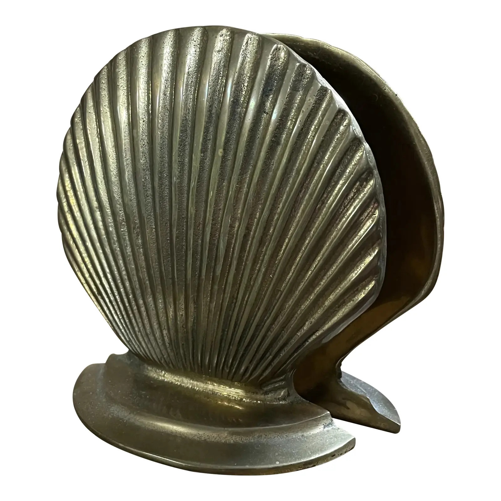Vintage Brass Shell Bookends- a Pair | Chairish