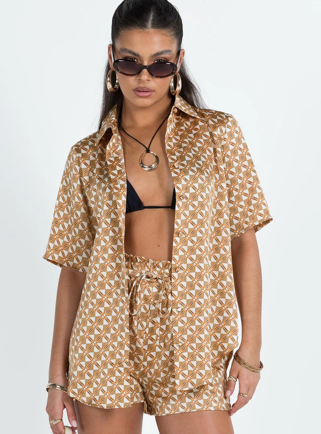 Ziggy Shirt Orange Geo | Princess Polly US