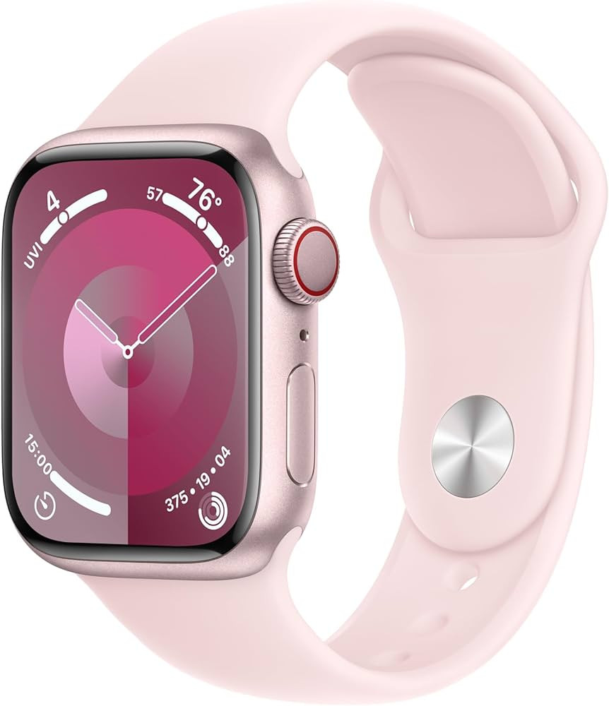 Apple Watch Series 9 [GPS + Cellular 41mm] Pink Aluminum Case with Pink Sport Band S/M (Renewed) | Amazon (US)