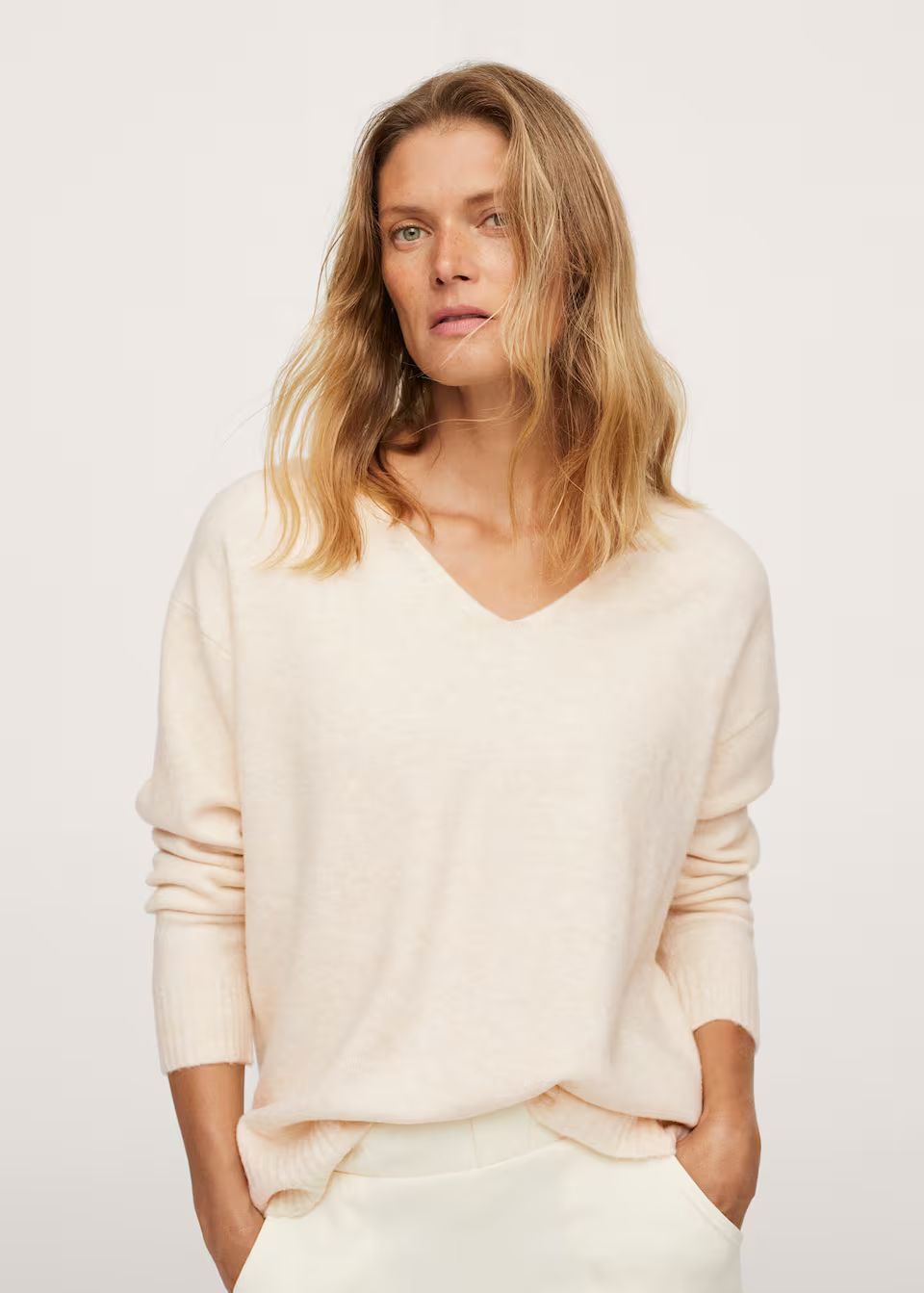 V-neck knit sweater | MANGO (US)