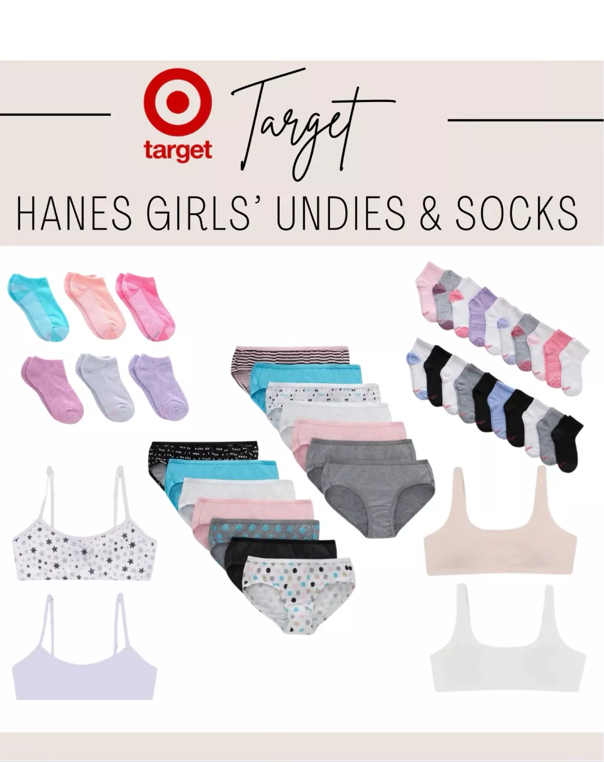 Hanes Girls' 2pk Bonded Comfort Bra : Target