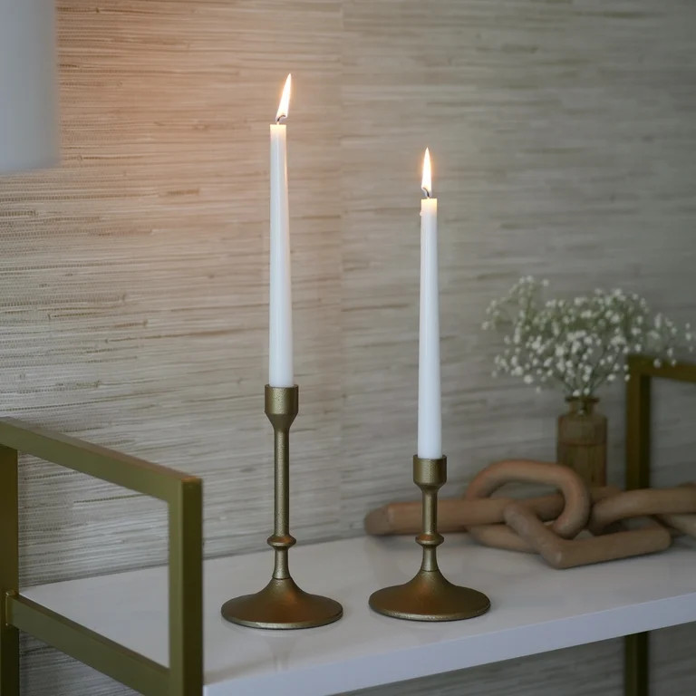 Better Homes & Gardens Gold Cast Iron Metal Taper Candle Holder, 2-Pack | Walmart (US)