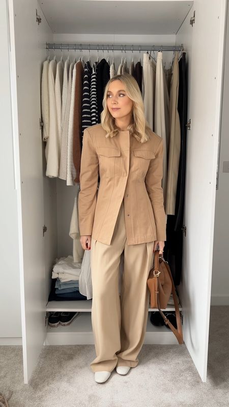 Camel jacket, wide leg trousers, leather handbag, leather pumps, white top, trench coat, khaki jacket, cargo trousers, point toe ballet flats, leather crossbody bag, trench, white wide leg pleated trousers, crossbody bag, leather belt

#LTKstyletip #LTKeurope #LTKSeasonal