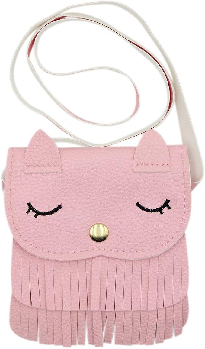 mosstyus Little Girls Purse Cute Cat Tassel Coin Purse Small Mini Crossbody Satchel for Kids Girl... | Amazon (US)