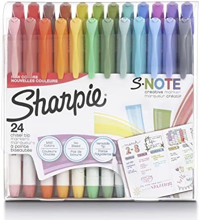 Sharpie S-Note Creative Markers, Highlighters, Assorted Colors, Chisel Tip, 24 Count | Amazon (US)