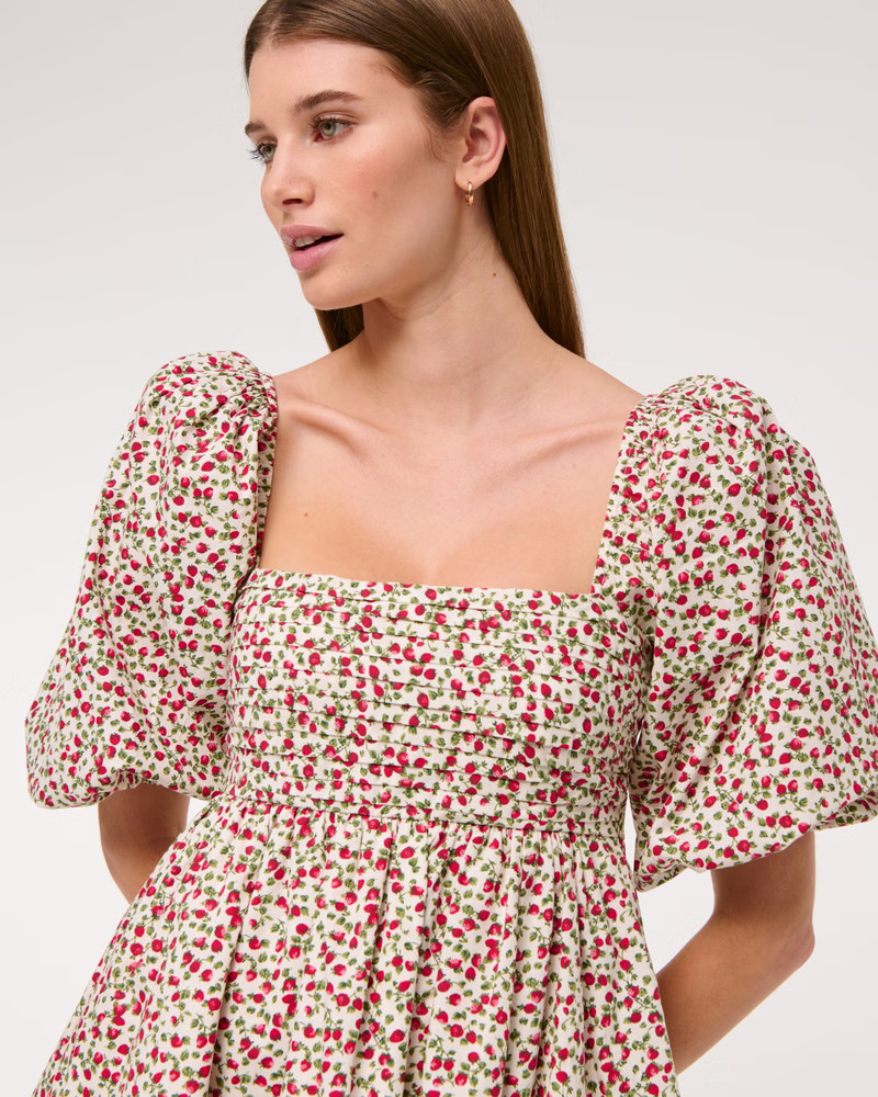 Women's The A&F Emerson Poplin Puff Sleeve Mini Dress | Women's New Arrivals | Abercrombie.com | Abercrombie & Fitch (US)