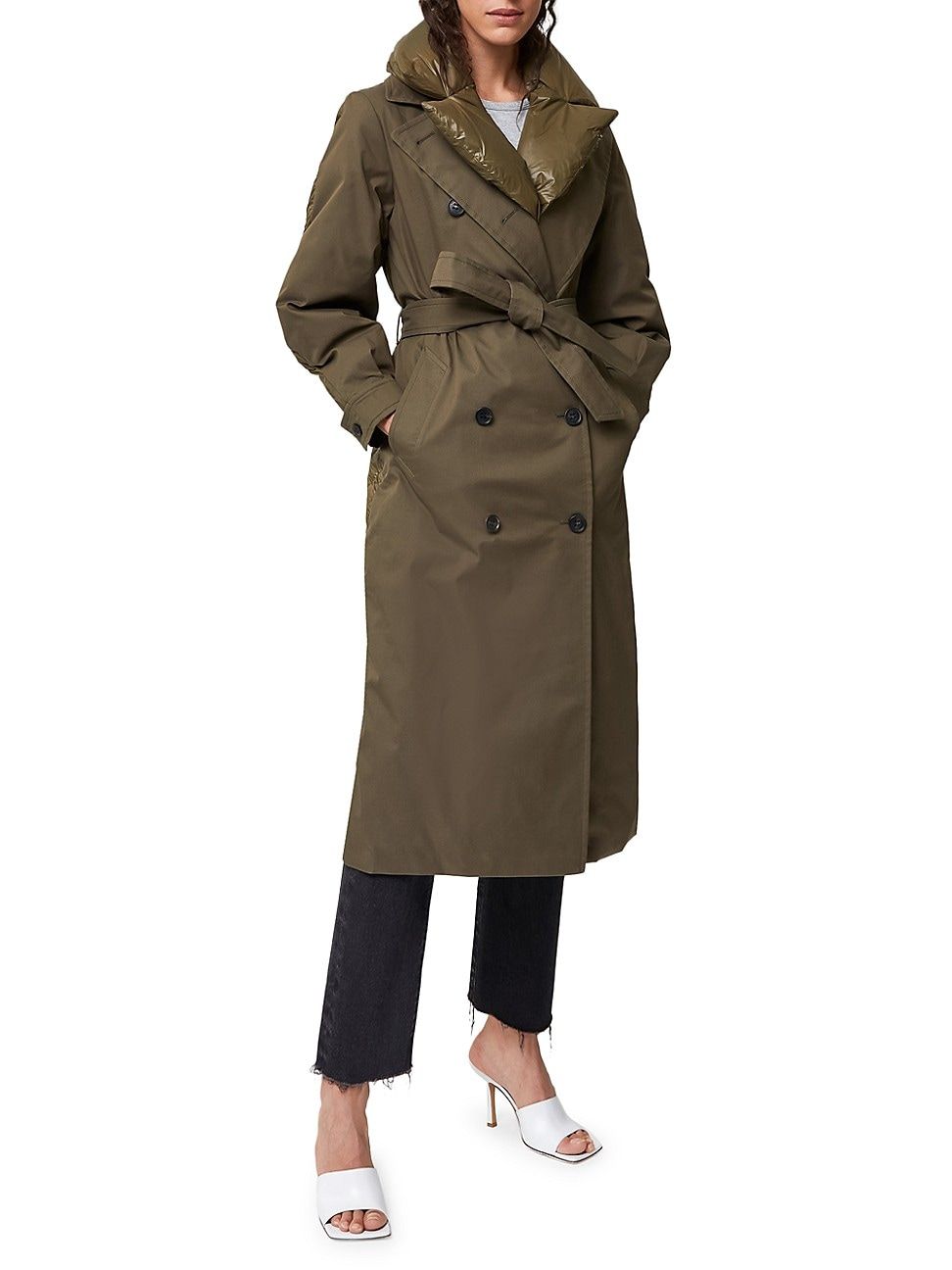 Mackage Women's Sage Double-Breasted Down Trench Coat - Army - Size Large | Saks Fifth Avenue