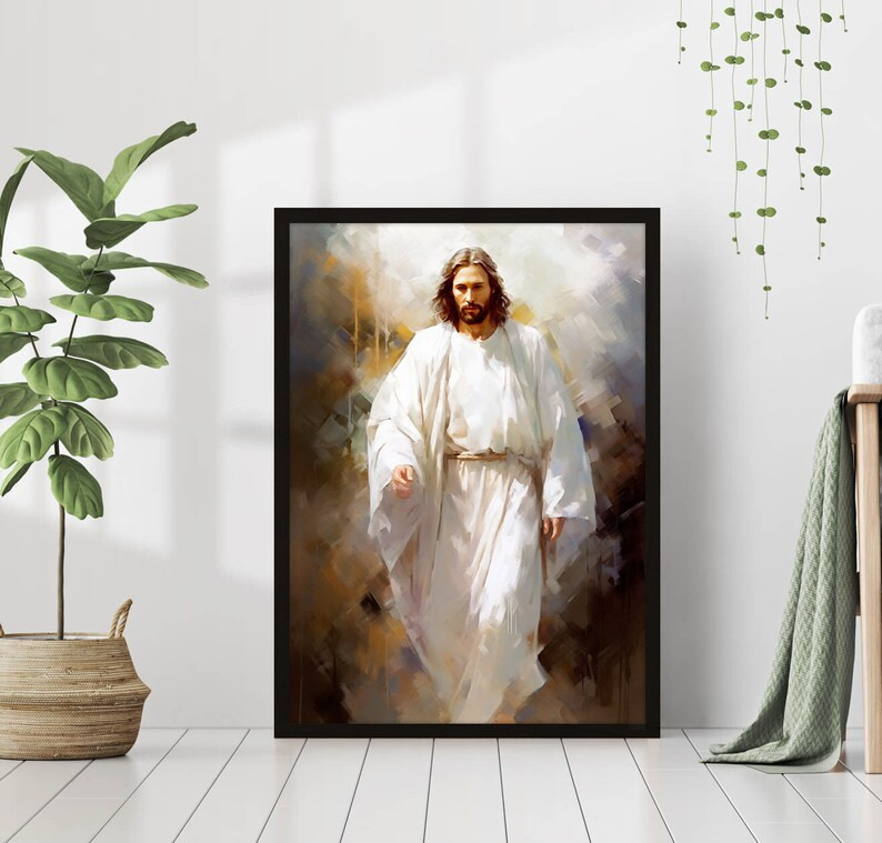 Jesus Walking Poster Warm Tones Peace Painting Print Wall Art - Etsy | Etsy (US)