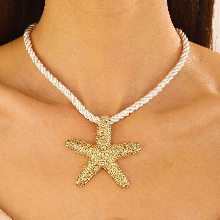 1pc Fashionable Exaggerated Ocean Style Starfish Pendant Necklace, Suitable For Women Summer Dail... | SHEIN