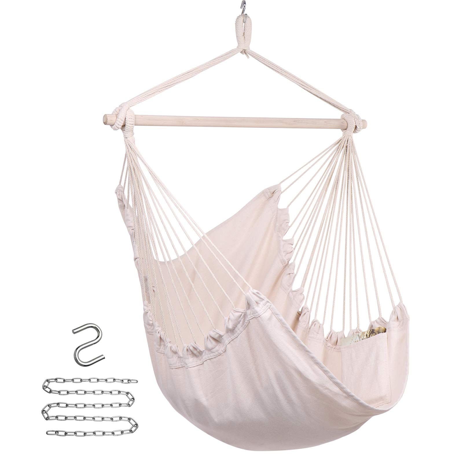 Y- STOP Hammock Chair Hanging Rope Swing, Hanging Chair with Pocket, Max 330 Lbs, Quality Cotton ... | Amazon (US)