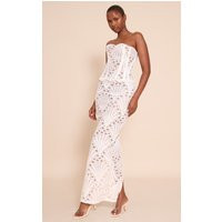 White Textured Floral Lace Maxi Skirt | PrettyLittleThing US