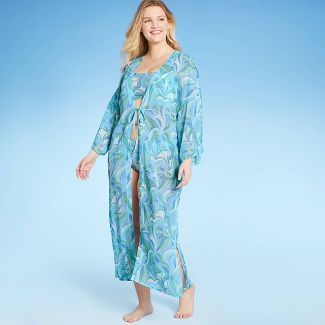 Women&#39;s Open-Front Long Sleeve Cover Up Duster - Shade &#38; Shore&#8482; Multi S/M | Target