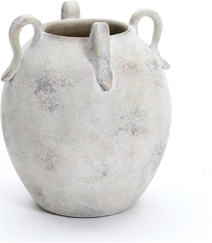 LuxenHome Vintage Ceramic Round Vase Multi Gray and White Terracotta Vaes with Handles Farmhouse ... | Amazon (US)