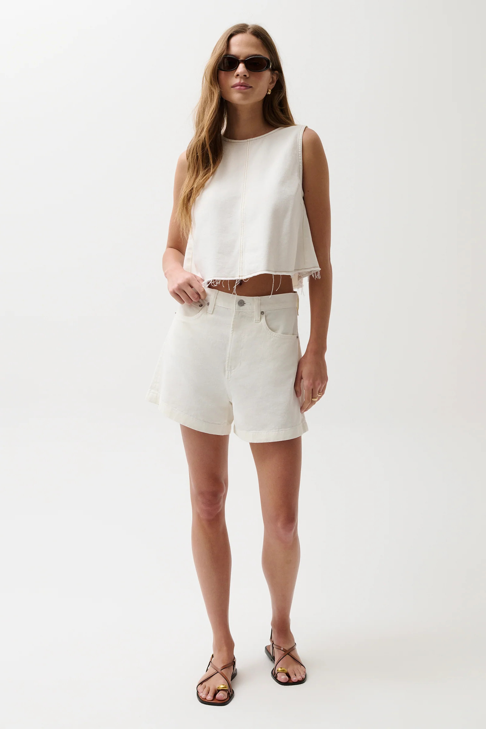 Kimora High Rise Linen Short - Egret | Pistola Denim