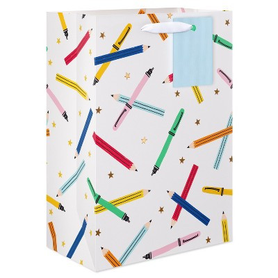 Medium Teacher Appreciation Gift Bag with To From Tag, Colorful Pencils 10"x7" | Target