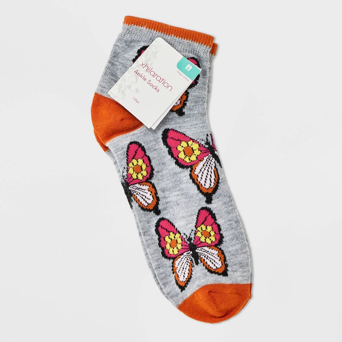 Women's Butterfly Ankle Socks - Xhilaration™ Heather Gray 4-10 | Target