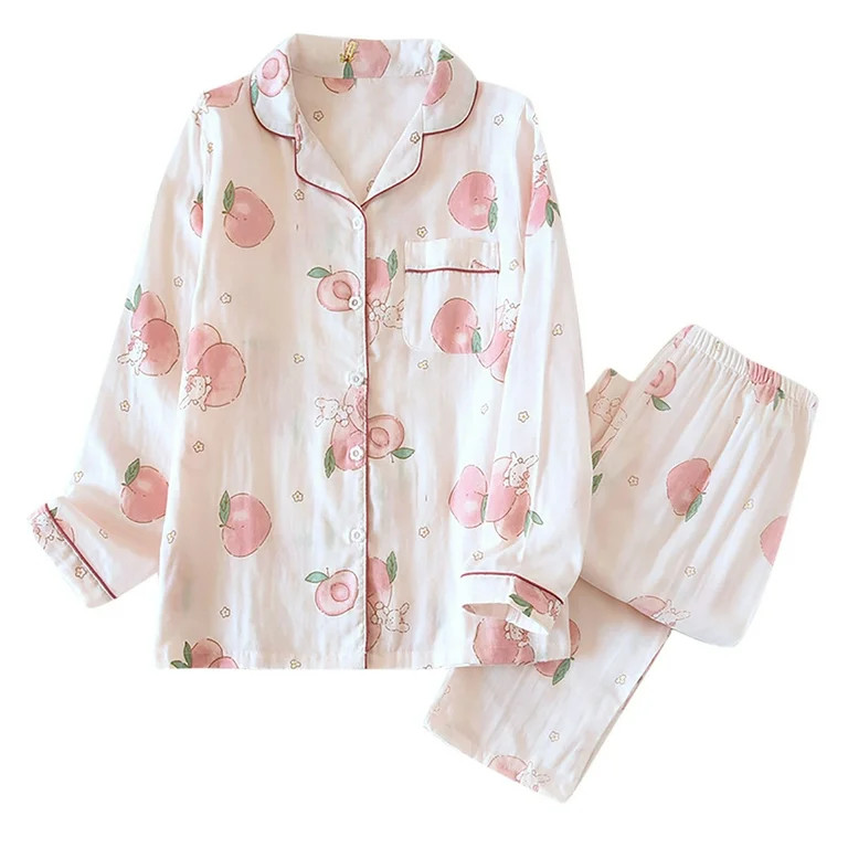 Odeerbi 2024 Women Pajama Sets 2 Pieces Sleepwear Sets Cotton Pyjama Sets Spring Summer Homewear ... | Walmart (US)