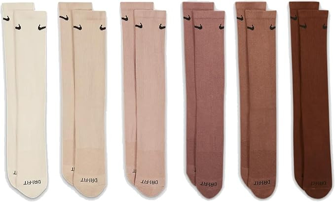 Nike 6 Pack Sports Dri-Fit Moisture Wicking Athletic Crew Socks Red Yellow Blue Green Purple Oran... | Amazon (US)