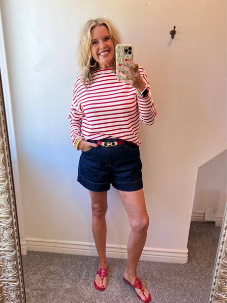 🚨Promo code

Memorial weekend outfit idea

These Spanx denim trouser shorts are so good you’ll wear all Summer season
Fit true to size  I am wearing a med 

Spanx Air essential boat neck long sleeve tee 
Not on sale, fits tts and comes in a couple of colors z
🚨 🚨SAVE 10% off all Spanx with my CODE: DEARDARCYXSPANX

Lisi lurch gold bead bracelets 

Kendra Scott gold hoops 

Tory Hurch Miller sandals 

Amazon thin belt come in two pack 

#LTKTravel #LTKStyleTip