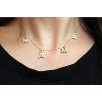 Mama Name Necklace, Gold Crystal Mothers Day Jewelry, Gift For Mom, Custom Necklace | Etsy (US)