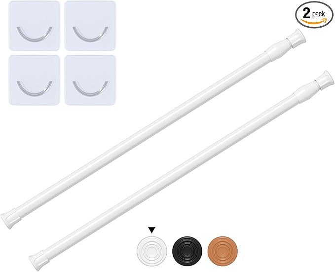 2 Pcs White Small Tension Rod 12 to 20 Inch Adjustable Tension Curtain Rod Mini Closet Rod Spring... | Amazon (US)