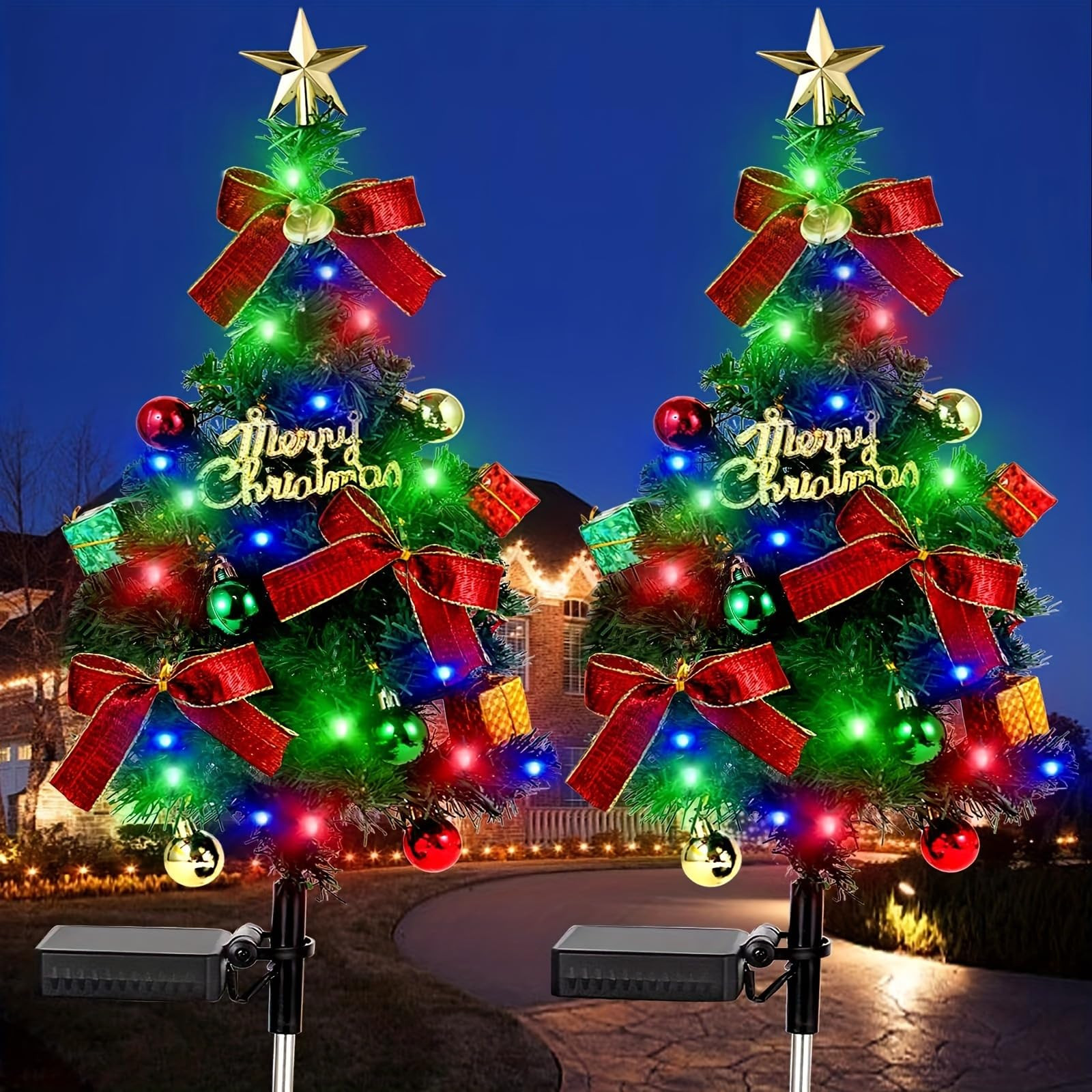 Solar Christmas Trees Lights Outdoor Decoration Waterproof, 2026 New Durable Pathway Lights for G... | Amazon (US)
