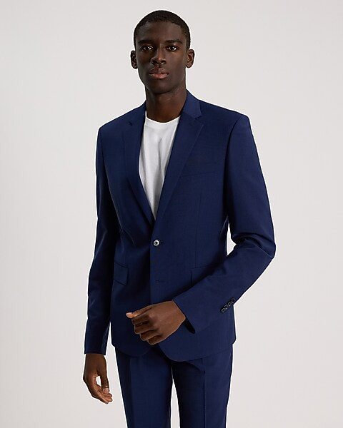 Extra Slim Solid Blue Wool-Blend Modern Tech Suit Jacket | Express