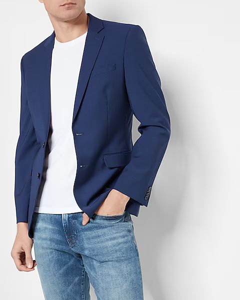 Extra Slim Solid Blue Wool-Blend Modern Tech Suit Jacket | Express