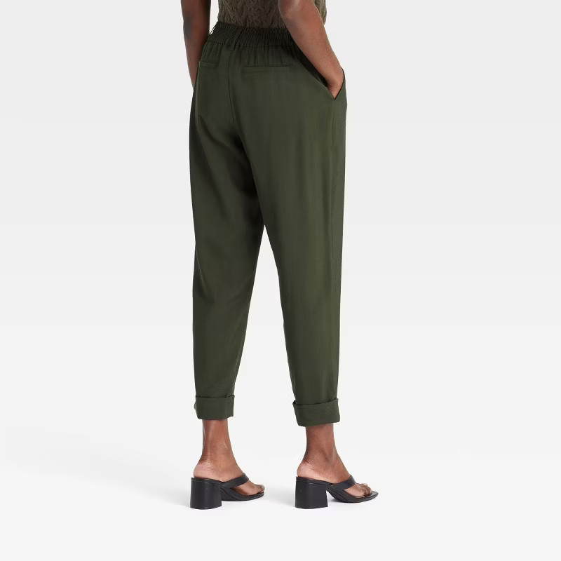 Women's High-Rise Slim Straight Leg Pintuck Ankle Pants - A New Day™ Green 0 | Target