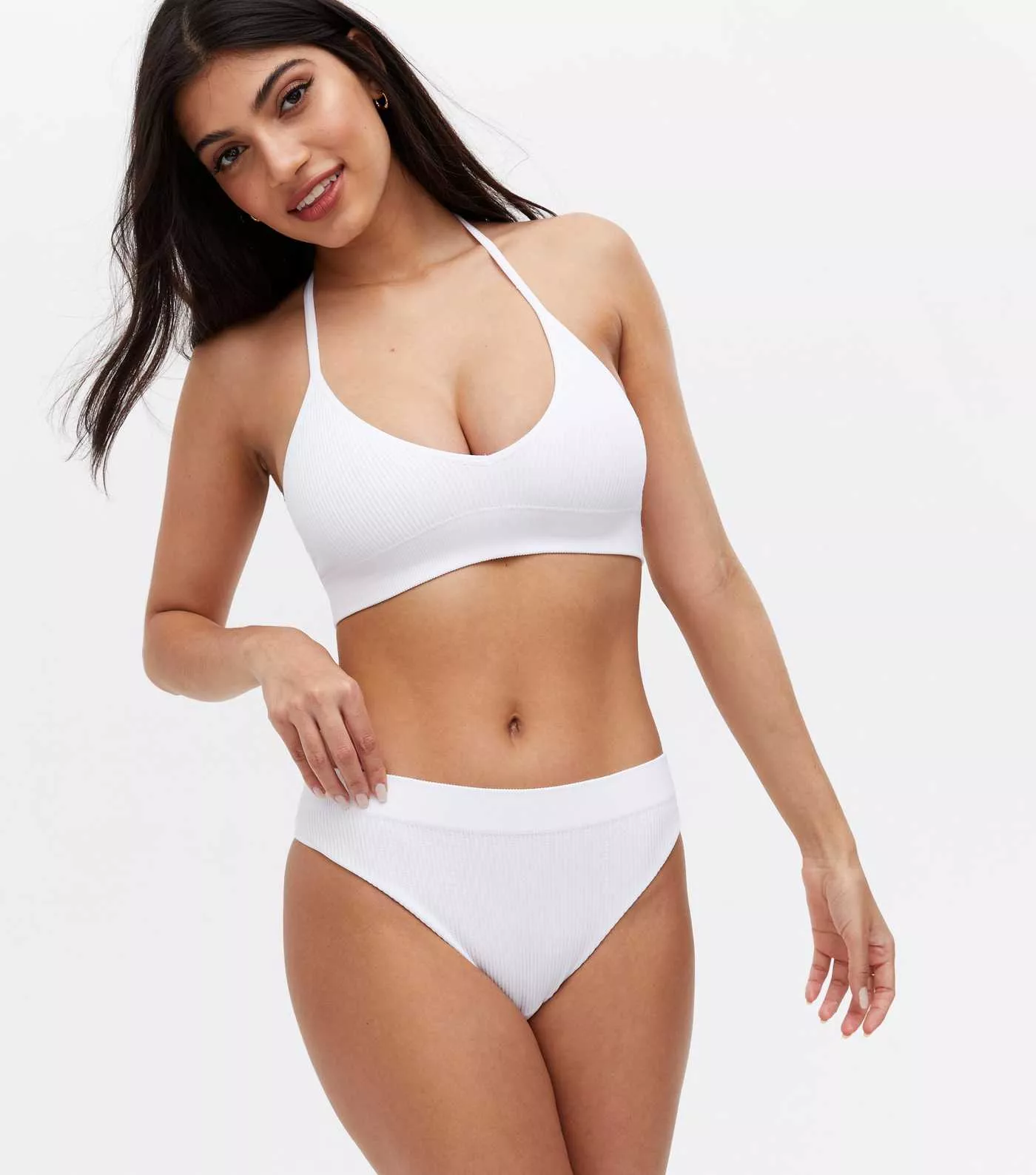 White Ribbed Seamless Bralette | New Look