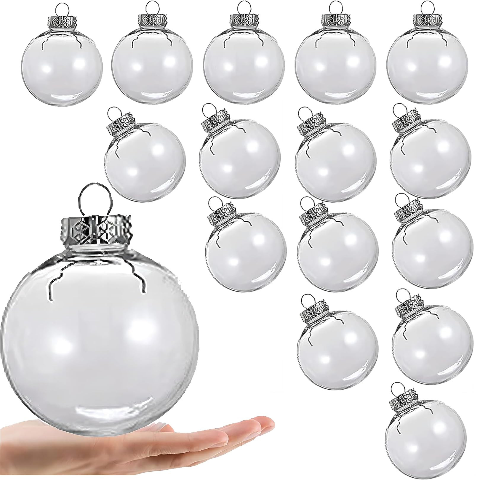 15 Pcs 2.36 Inch Clear Plastic Fillable Hanging Ornament Balls, Removable Top DIY Plastic Ornamen... | Amazon (US)
