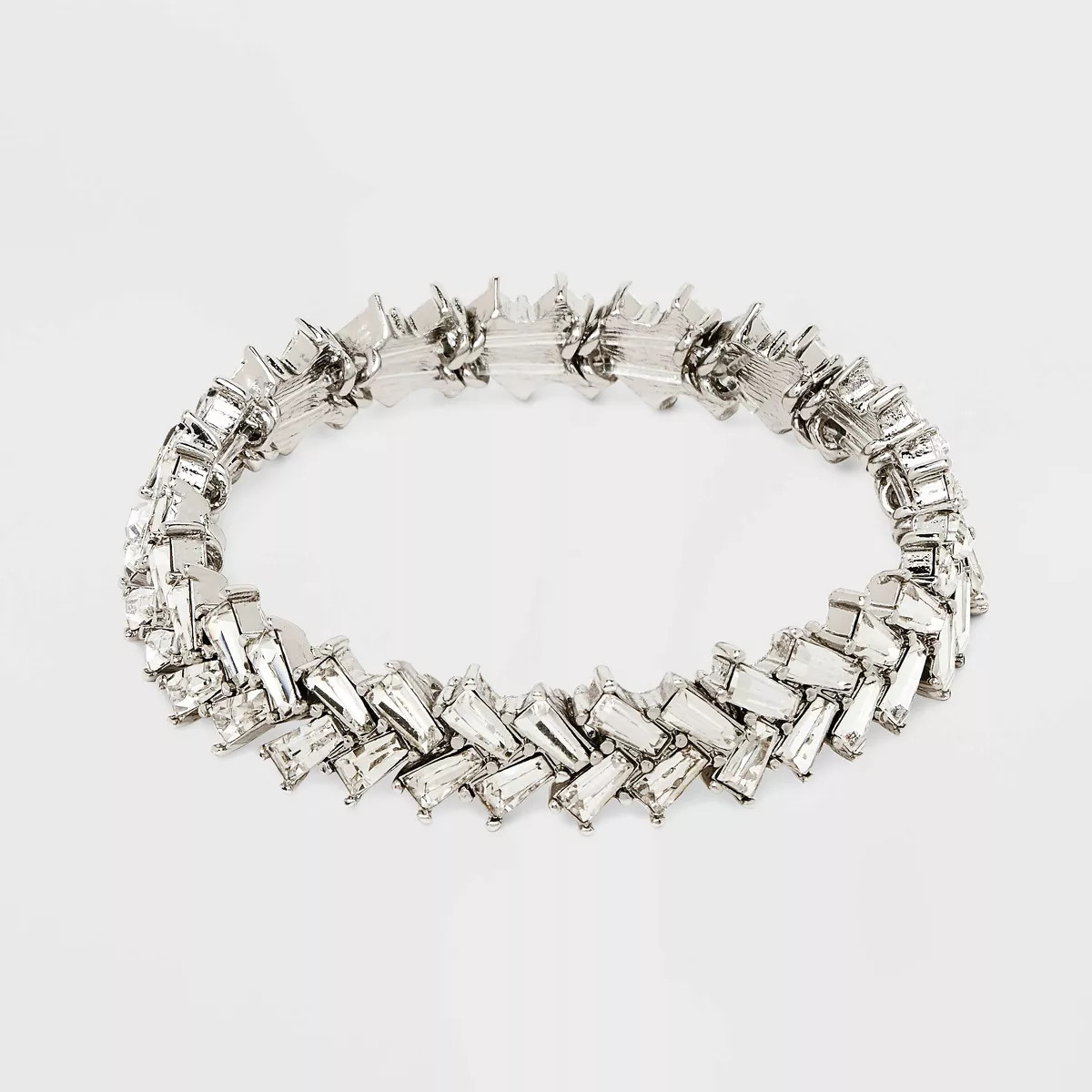 Baguette Stone Stretch Bracelet - Silver | Target