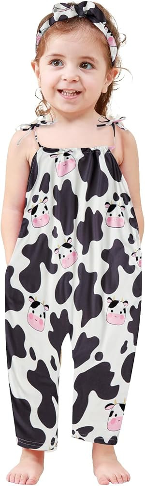 Toddler Baby Girls Romper Sleeveless Jumpsuit Summer Clothes Adjustable Tie-Up Strap with Pocket ... | Amazon (US)