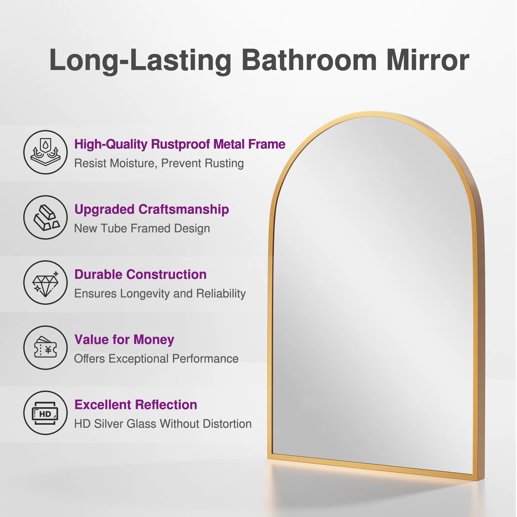 Vercher Metal Arched Bathroom/Vanity Mirrors | Wayfair North America