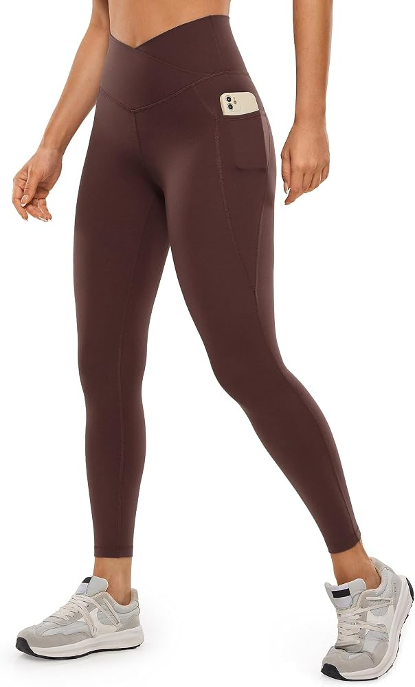 CRZ YOGA Butterluxe Womens Crossover Waist Workout Leggings with Pockets 25" - V Cross High Waist... | Amazon (US)