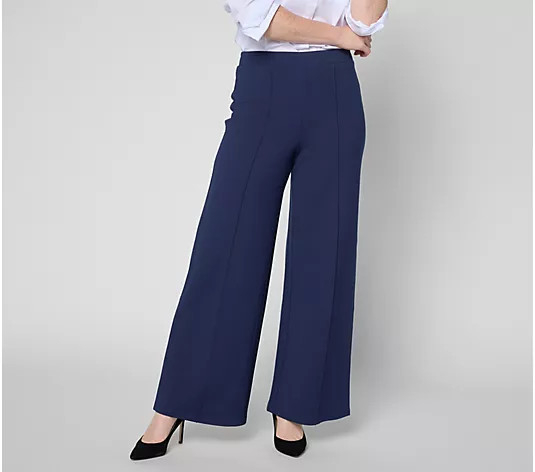 Joan Rivers Petite Bitsy Wide Leg Pull-On Ponte Pants - QVC.com | QVC
