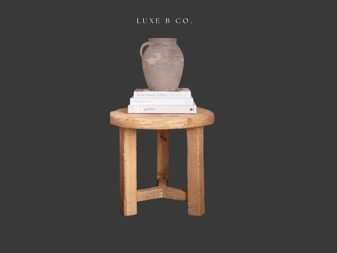 Antique Wheel Elm Wood Coffee Side Table | Etsy (US)