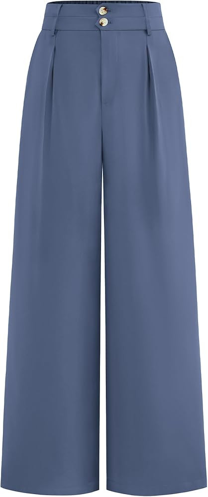 BTFBM Women Wide Leg Dress Pants 2025 High Waisted Button Pleated Business Casual Trousers Office... | Amazon (US)