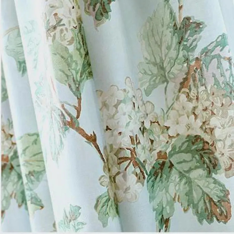 Thibaut Sussex Hydrangea Drapery Panel: Floral Leaf Print Curtain - Etsy | Etsy (US)