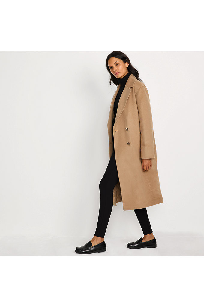 Women's Insulated Double Breasted Wool Coat - Lands' End - Brown - 12 | Lands' End (US)