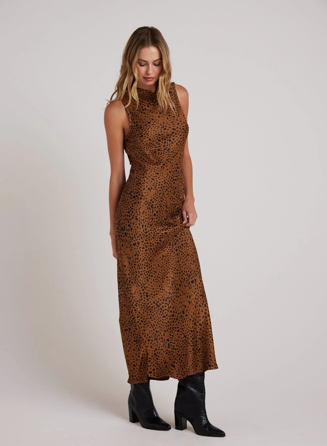 Mock Neck Halter Dress in Bronzed Maple - Bella Dahl | Bella Dahl
