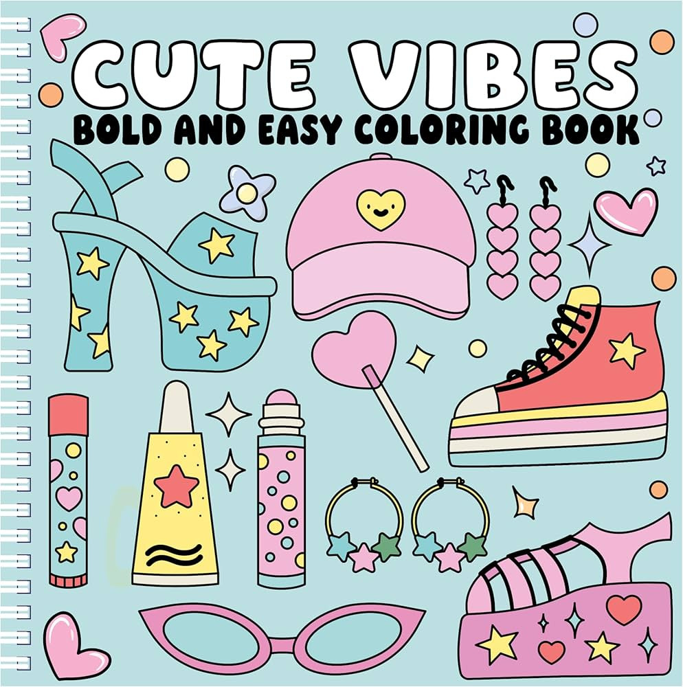 Cute Vibes Bold and Easy Coloring Book (Spiral Hardcover): Adorable Characters, Big Bold Lines & ... | Amazon (US)
